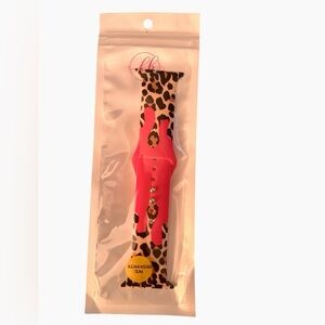 Fancy Bands Leopard Print Silicone Watch Band with Hot Pink Accent